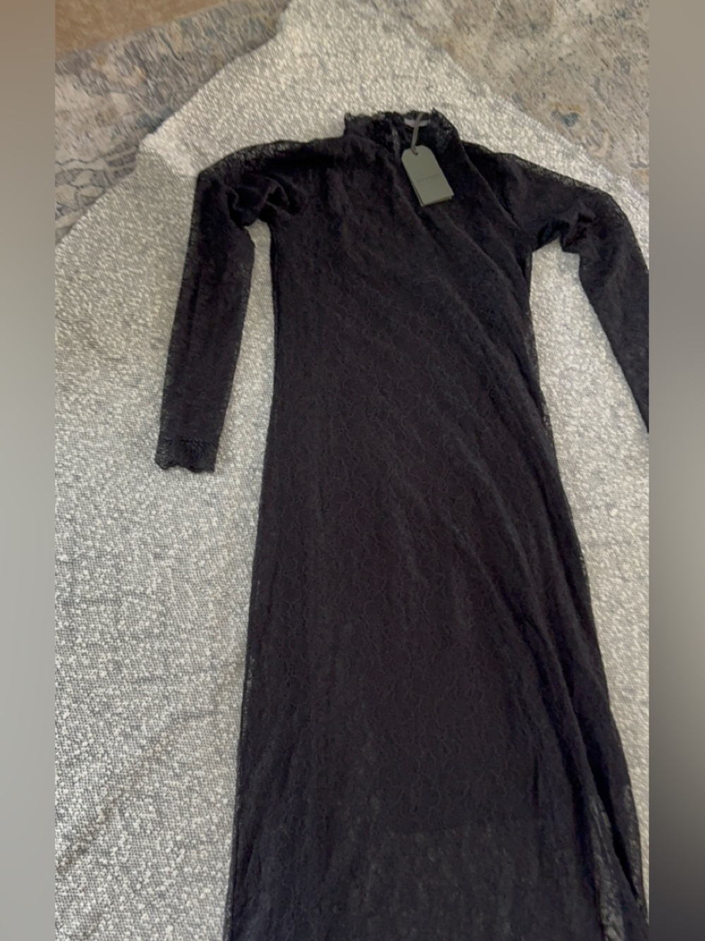 All Saints Black Lace Maxi Dress with Long Sleeves Size 2 BNWT - Picture 5 of 11